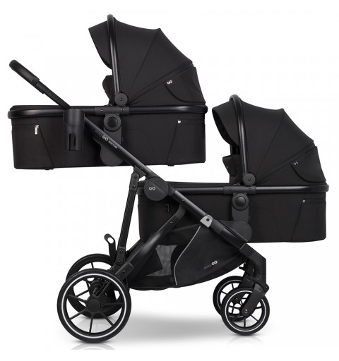 EasyGo Duoflex - rozwojowy wózek dla bliźniąt, rok po roku, zestaw 2w1 z opcją 3w1 i 4w1 | Ebony Black